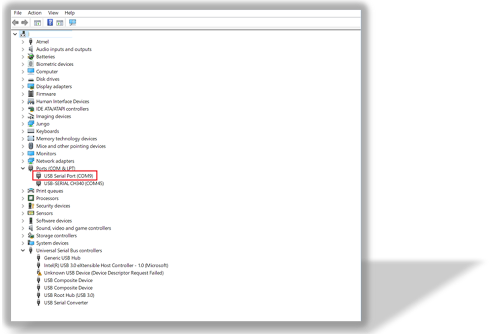 Figure 2: Serial port identification