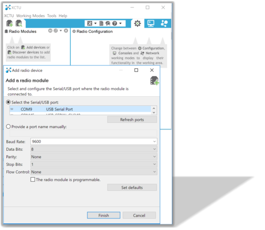 Figure 5: Connecting Zigmo/Router to XCTU