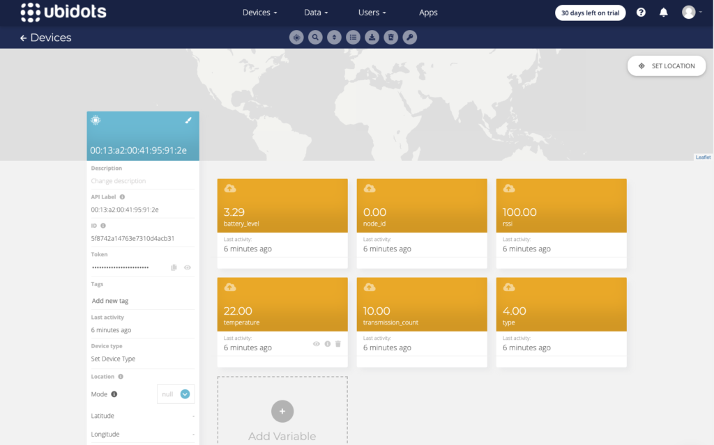 Ubidot Data Sample