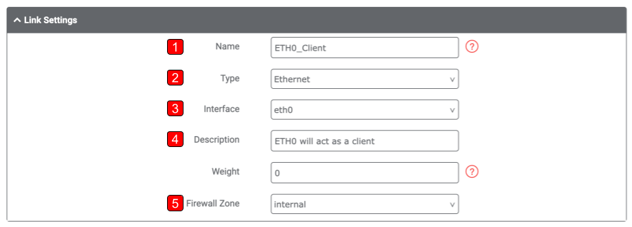 ethernet wan link settings