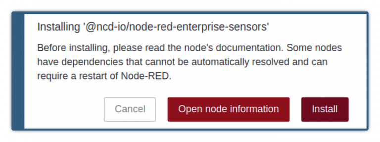 Node Red confirm installation