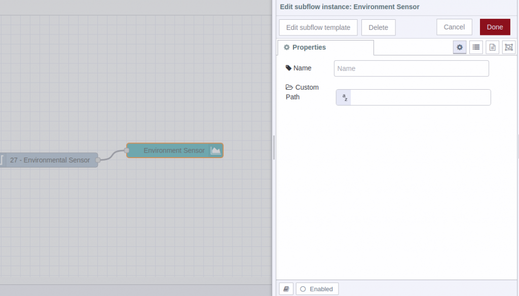 Node RED editing subflow instance properties