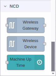 NCD Node-RED Dashboard Machine Uptime nodes palette