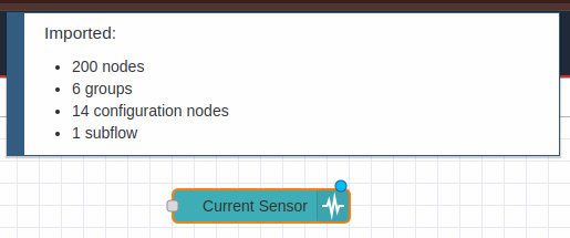 NCD Nodered Dashboard AC Current Monitor Imported