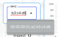 Nodered Dashboard AC Current Monitor Mac Address Dropdown