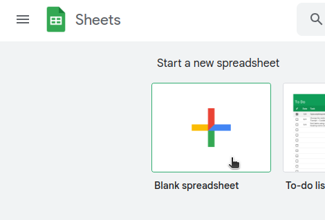 Google Sheet new blank spreadsheet