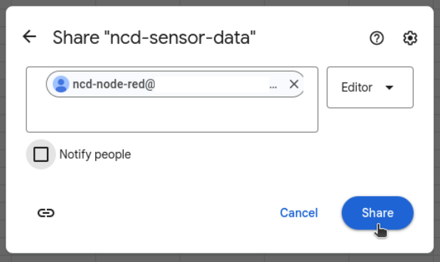 Google Sheets mail share