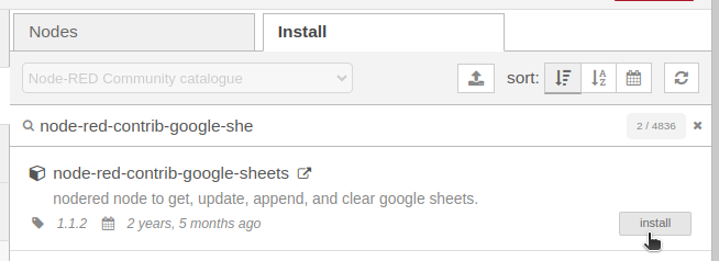 Nodered Google Sheet Library
