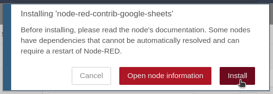 Nodered Google Sheet Library Install