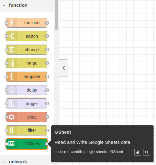 GSheet palette nodes