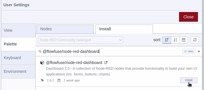 FlowFuse Dashboard 2 Library Installing