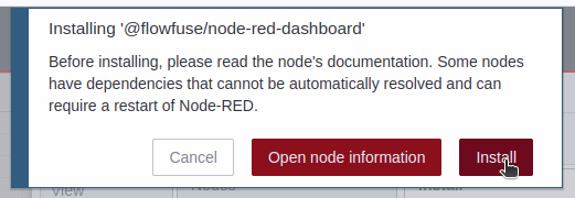 FlowFuse Dashboard 2 Installing Library