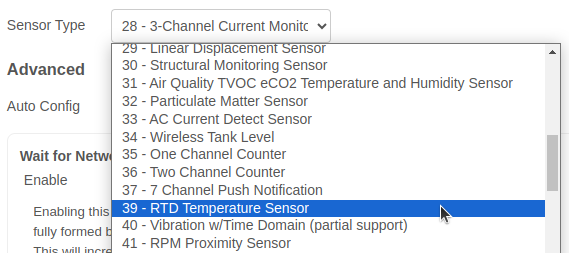 NCD Dashboard RTD Temperature Type