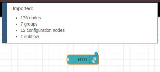 NCD Dashboard RTD Temperature Importing node