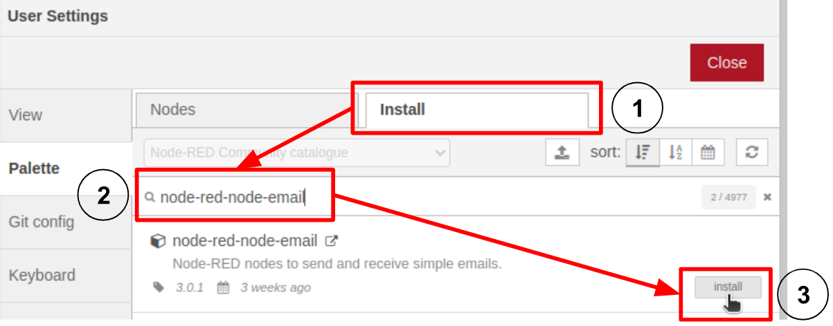 nodered install node-red-node-email