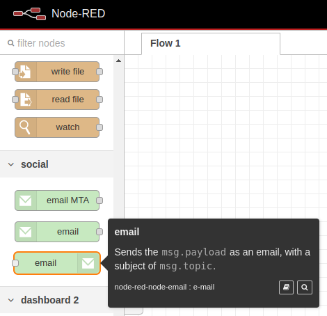 nodered email notification tooltip