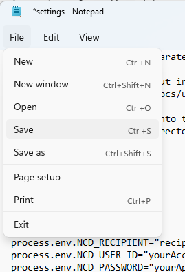 Nodered email notification environmental variable