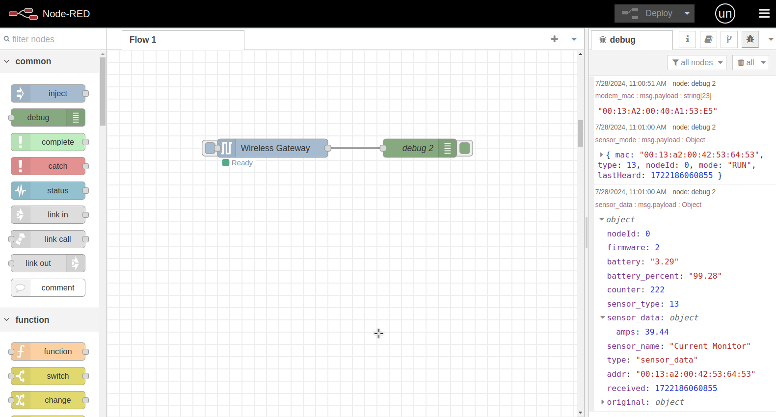 Nodered NCD WirelessGateway node