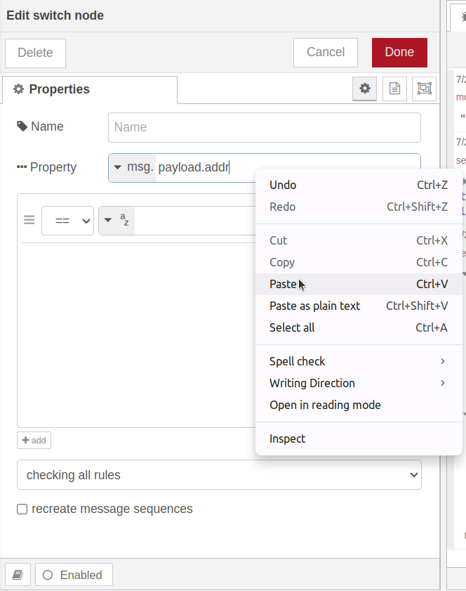 Nodered Switch node as filter mac address