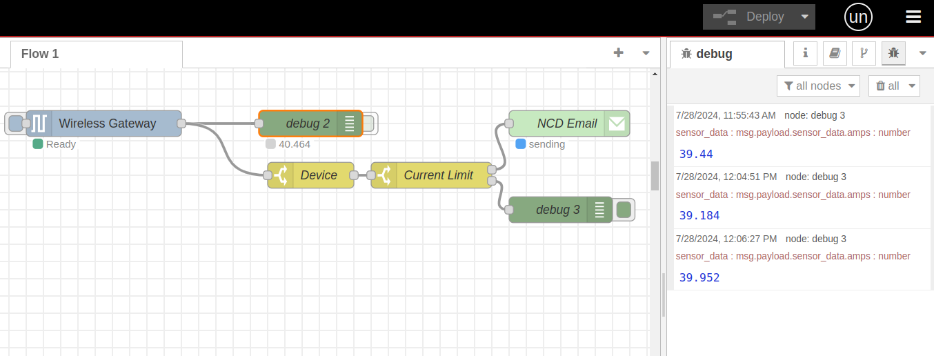 Nodered Email notifications Sending status