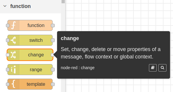 Nodered Change node