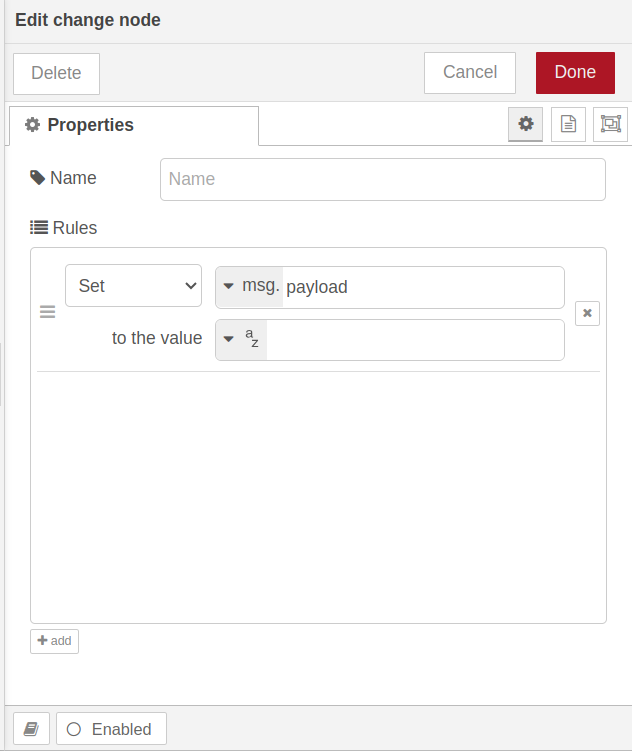 Nodered Change node add new item