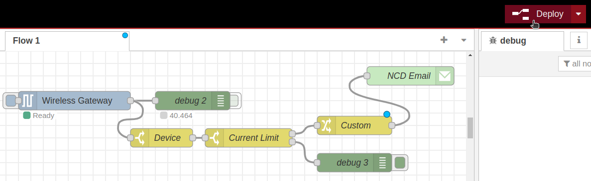 NCD Nodered Email notification Deploy Flow