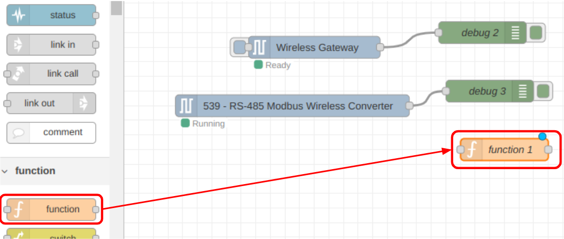 NCD Modbus RTU Node-RED Adding Function Node