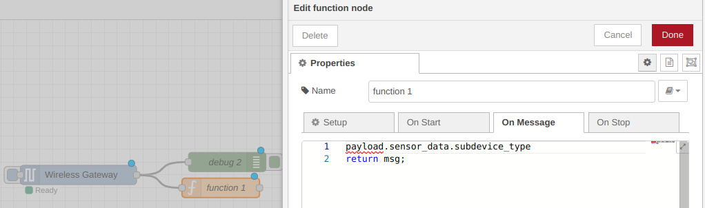 NCD Modbus RTU adding path to function node