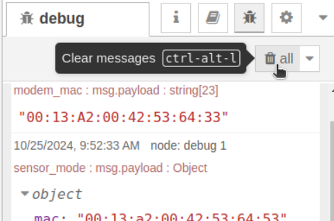 Node-RED Clear Debug Window
