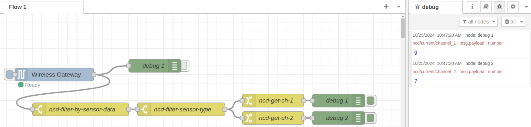 NodeRED Change node to get property flow results