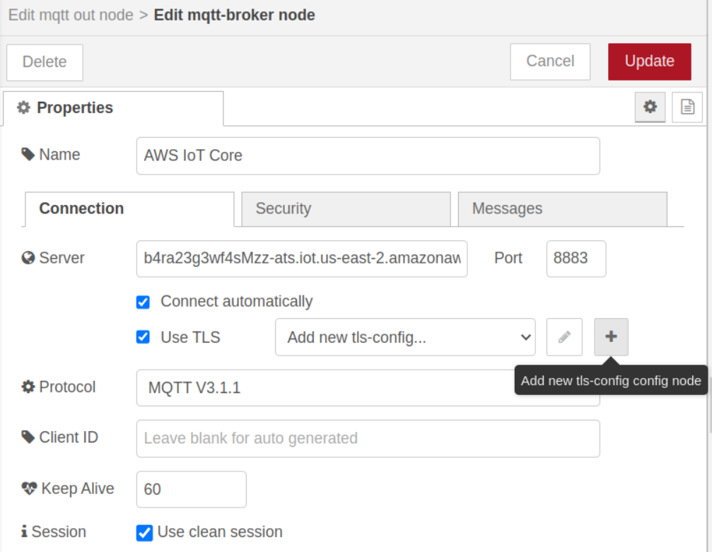 Node-RED MQTT Boker Configuration Node