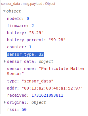 NCD Sensor Type in Sensor Data message