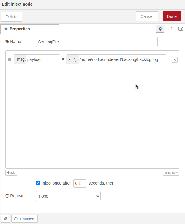 NCD Gateway Online Monitor For MQTT Set Log Node Properties