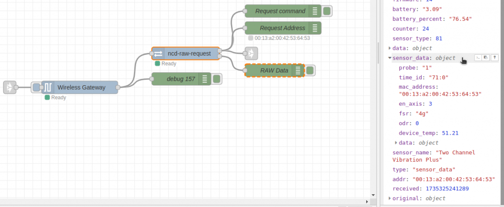 Requesting Time Domain Data from Vibration Sensor via Node-RED SubFlow ...