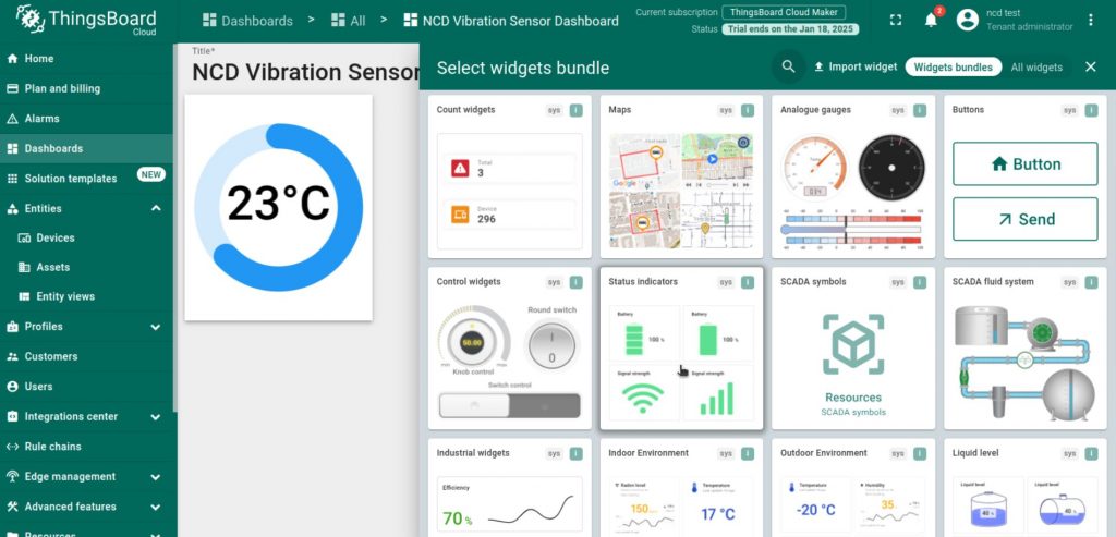 ThingsBoard Dashboard Add Widget Library