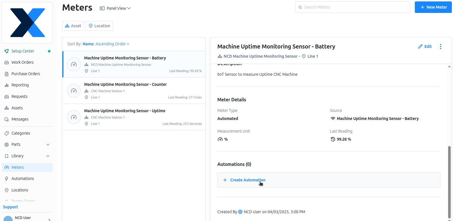 NCD to MaintainX Automations - Work Order