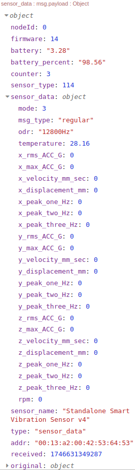 NCD Vibration V4 Zero values Example payload