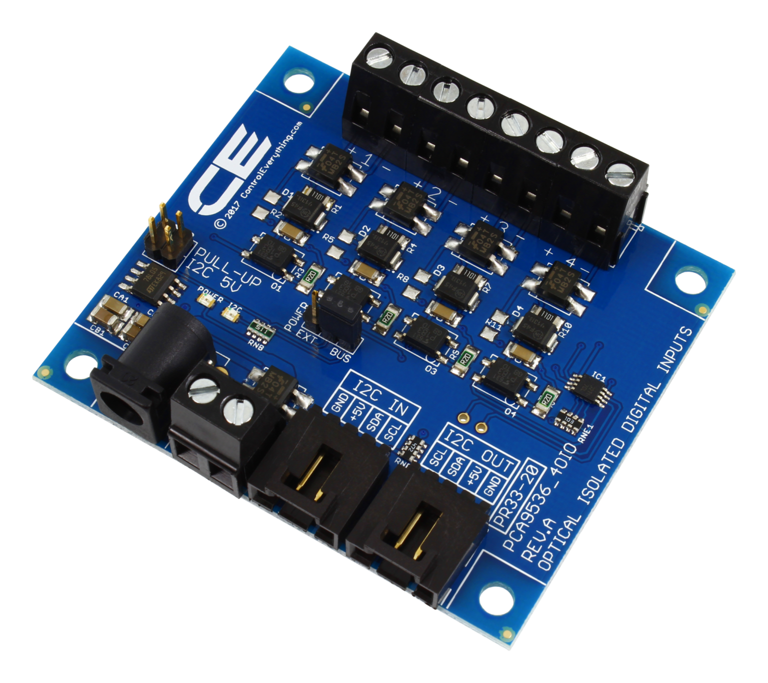 4Channel I2C PCA9536 Optical Isolated Digital Input with I2C Interface NCD Store