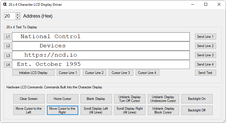 제어 PCF8574 Visual Studio 표시