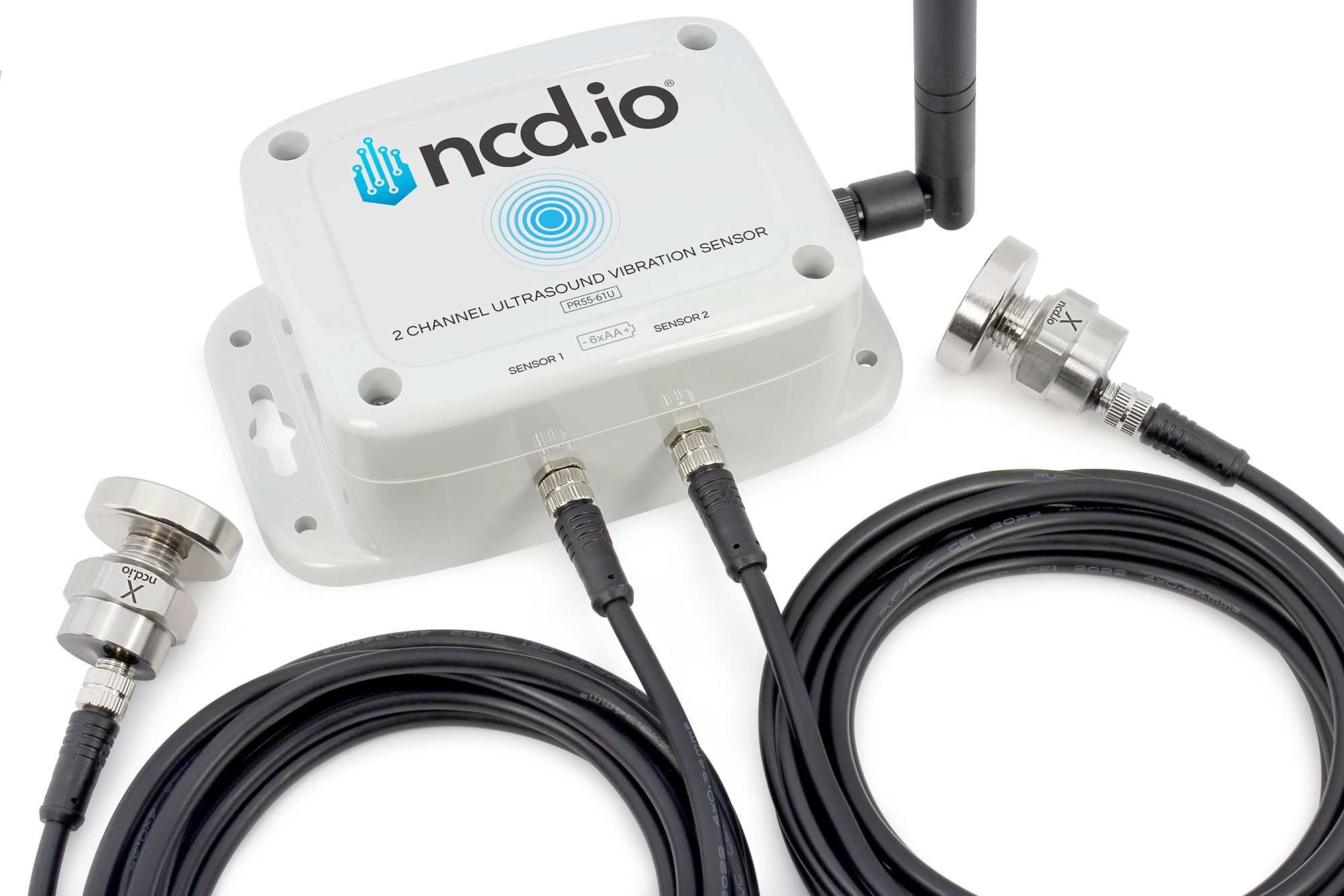 2 Channel Industrial IoT Long Range Wireless Ultrasound Vibration Sensor